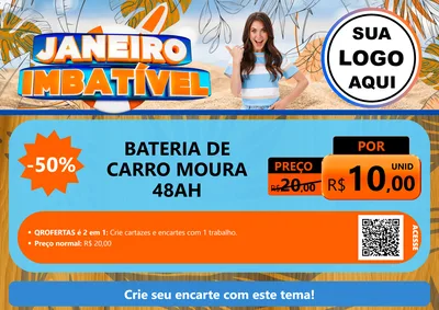 Modelo de Cartaz para Cartaz A4 Horizontal com o tema Janeiro Imbatível para Baterias Elétricas