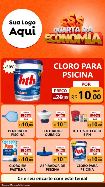Modelo de Rede Social para Stories com o tema Quarta da Economia para Produtos para Piscina