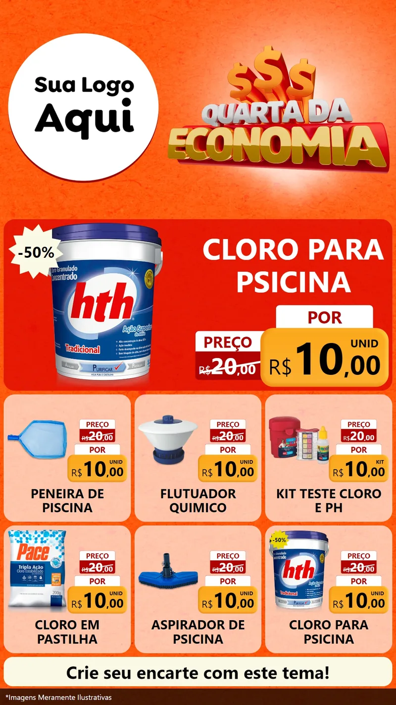 Modelo de Rede Social para Stories com o tema Quarta da Economia para Produtos para Piscina