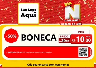 Modelo de Cartaz para Cartaz A4 Horizontal com o tema Dia N o Dia Mais Barato do Mês para Brinquedos