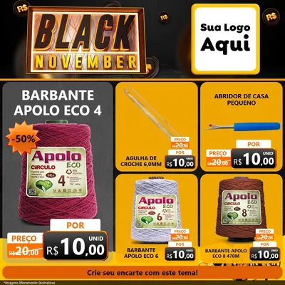 Modelo de Rede Social para Feed Facebook com o tema Black November para Armarinho e Aviamentos