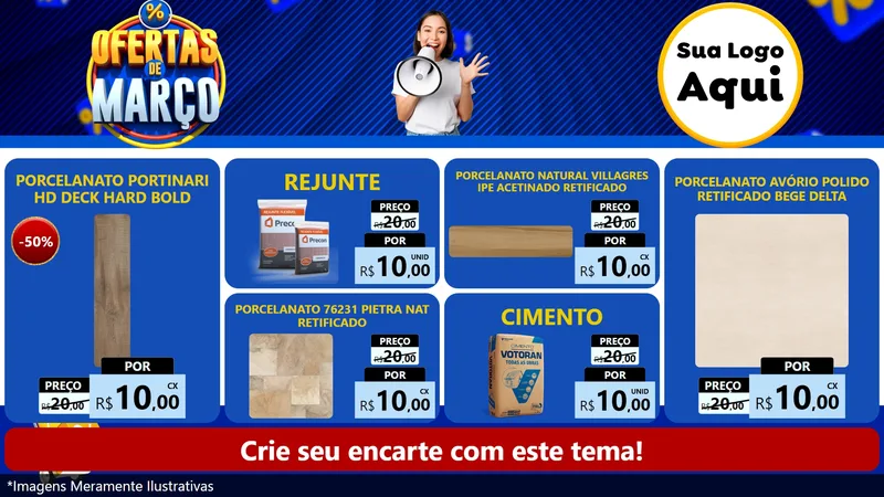 Modelo de TV para TV Horizontal com o tema Ofertas de Março para Pisos e revestimentos
