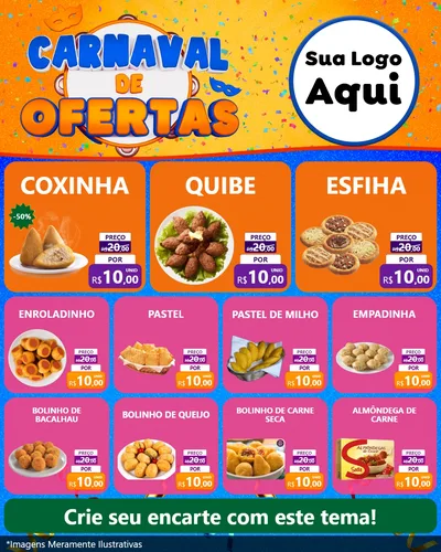 Modelo de Rede Social para Feed Instagram com o tema Carnaval de Ofertas para Salgadaria