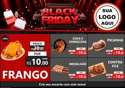Modelo de Encarte para Encarte A4 Horizontal com o tema Black Friday para Assados