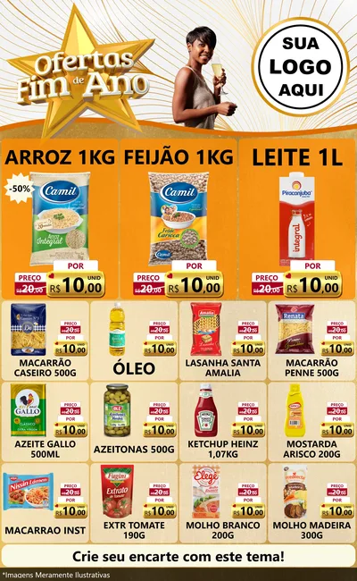 Modelo de Encarte para Encarte Grande com o tema Ofertas Fim de Ano para Supermercado