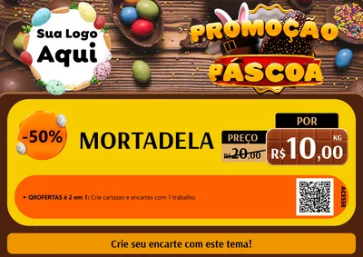 Modelo de Cartaz para Cartaz A4 Horizontal com o tema Promoção Páscoa para Frios e Laticínios
