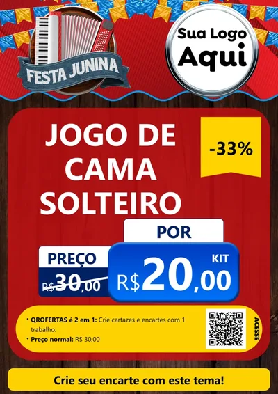 Modelo de Cartaz para Cartaz A4 Vertical com o tema Festa Junina para Cama, Mesa e Banho