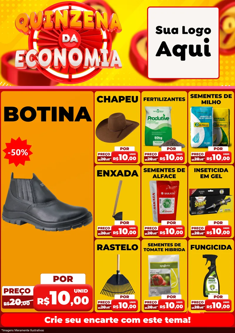 Modelo de Encarte para Encarte A4 Vertical com o tema Quinzena Da Economia para Agropecuária
