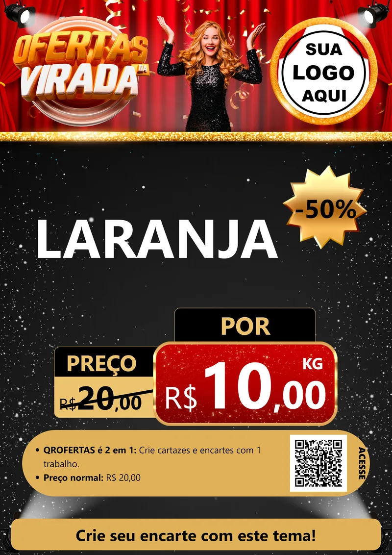 Modelo de Cartaz para Cartaz A4 Vertical com o tema Ofertas da Virada para Hortifrúti