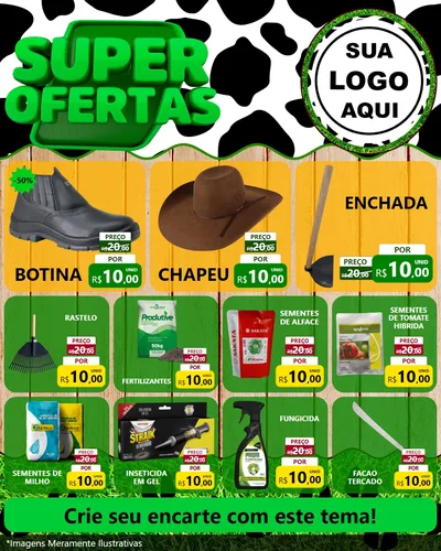 Modelo de Rede Social para Feed Instagram com o tema Super Ofertas - Agropecuária para Agropecuária
