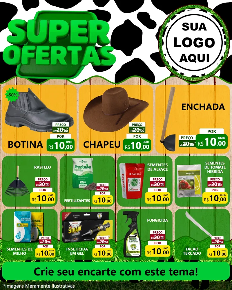 Modelo de Rede Social para Feed Instagram com o tema Super Ofertas - Agropecuária para Agropecuária