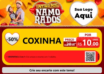 Modelo de Cartaz para Cartaz A4 Horizontal com o tema Arraiá dos Namorados para Salgadaria