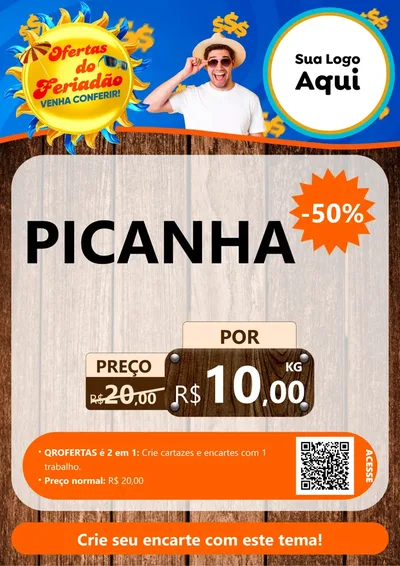 Modelo de Cartaz para Cartaz A4 Vertical com o tema Ofertas do Feriadão para Açougue