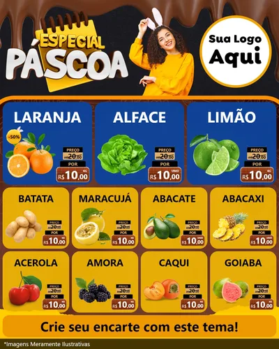 Modelo de Rede Social para Feed Instagram com o tema Especial Páscoa para Hortifrúti