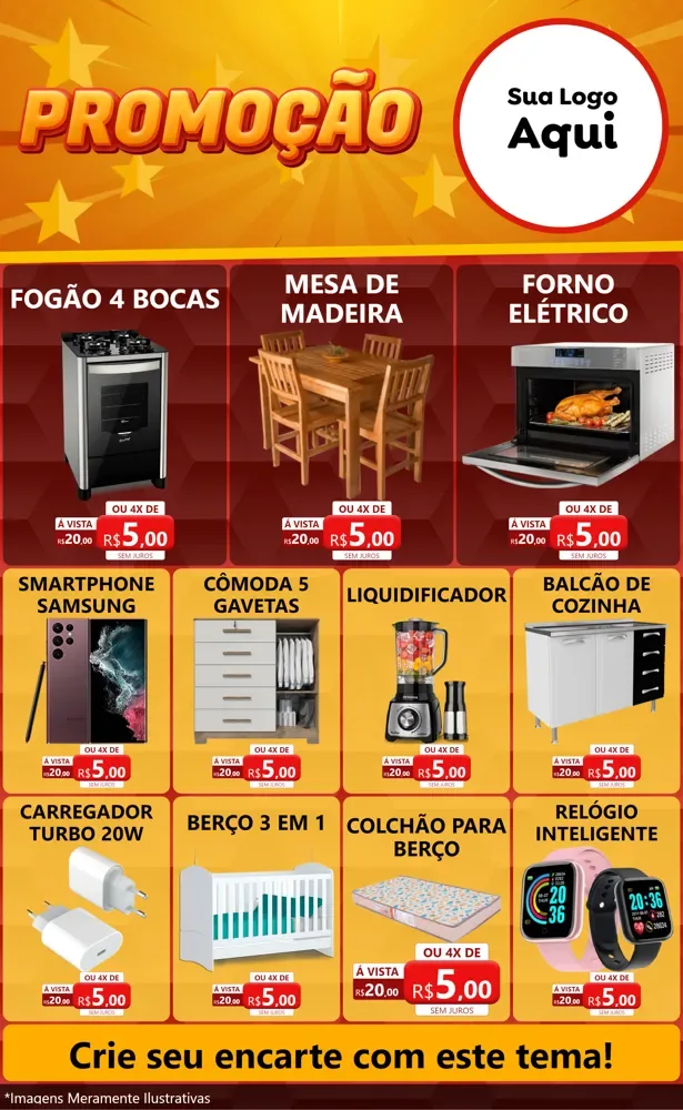 Modelo de Encarte para Encarte Grande com o tema Promoção para Móveis e Eletro