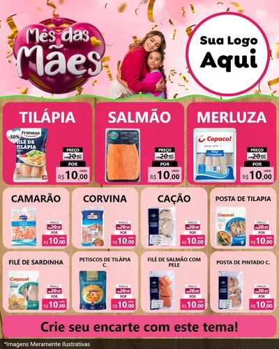 Modelo de Rede Social para Feed Instagram com o tema Mês das Mães para Peixaria
