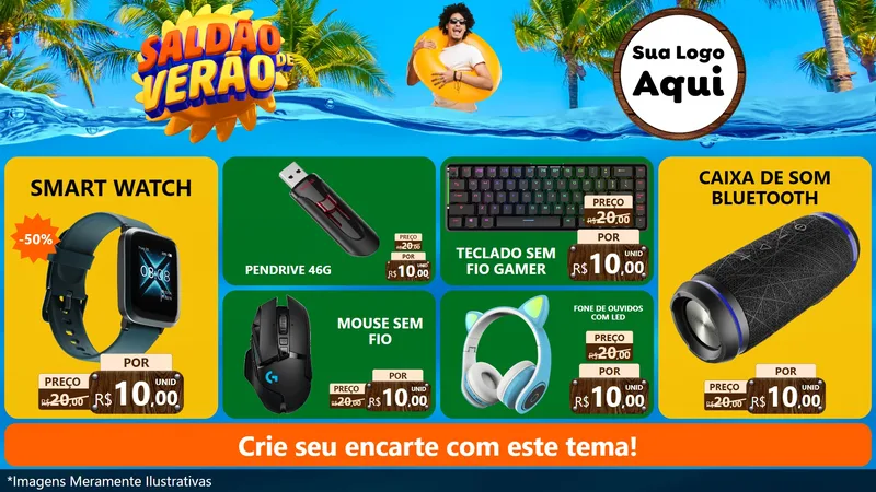 Modelo de TV para TV Horizontal com o tema Saldão de Verão para Informática