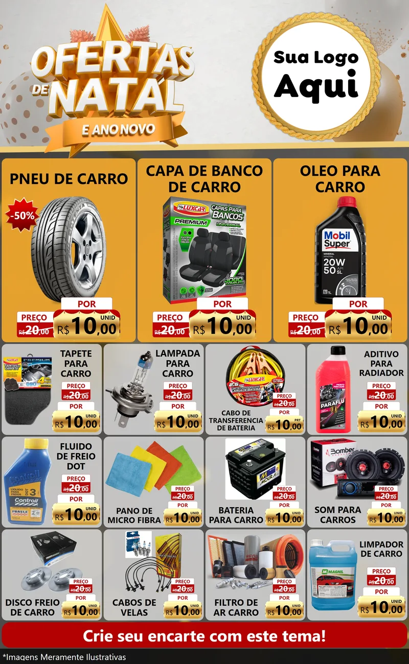 Modelo de Encarte para Encarte Grande com o tema Ofertas De Natal E Ano Novo para Auto peças