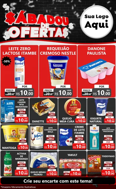 Modelo de Encarte para Encarte Grande com o tema Sabadou de Ofertas para Frios e Laticínios