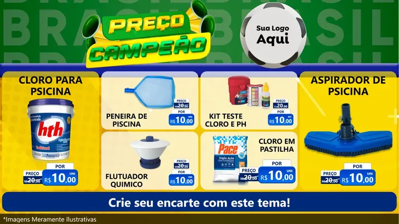 Modelo de TV para TV Horizontal com o tema Preço Campeão - Copa para Produtos para Piscina