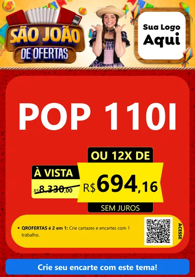 Modelo de Cartaz para Cartaz A4 Vertical com o tema São João de Ofertas para Concessionaria de Motos