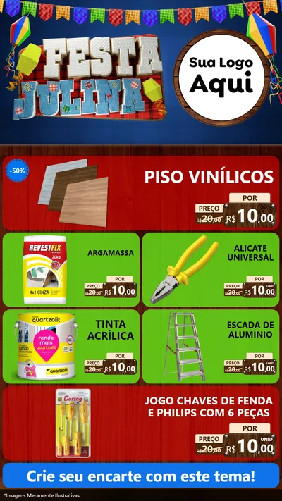 Modelo de TV para TV Vertical com o tema Festa Julina para Material para Construção