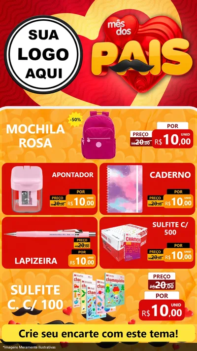 Modelo de TV para TV Vertical com o tema Mês Dos Pais para Papelaria