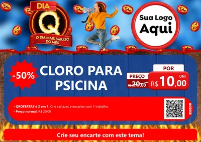 Modelo de Cartaz para Cartaz A4 Horizontal com o tema Dia Q - O Dia Mais Barato Do Mês para Produtos para Piscina
