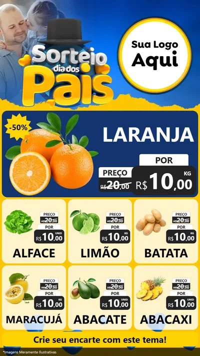 Modelo de Rede Social para Stories com o tema Sorteio Dia Dos Pais para Hortifrúti