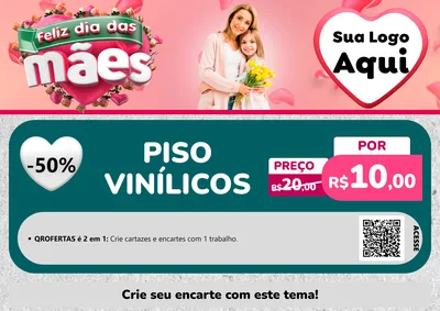Modelo de Cartaz para Cartaz A4 Horizontal com o tema Feliz Dia das Mães para Material para Construção