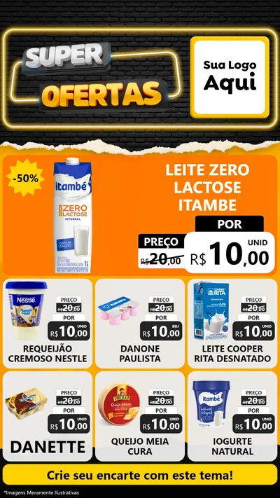 Modelo de Rede Social para Stories com o tema Super Ofertas para Frios e Laticínios