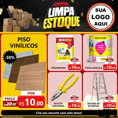 Modelo de Rede Social para Feed Facebook com o tema Operação Limpa Estoque para Material para Construção
