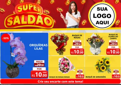 Modelo de Encarte para Encarte A4 Horizontal com o tema Super Saldão para Floricultura e jardim