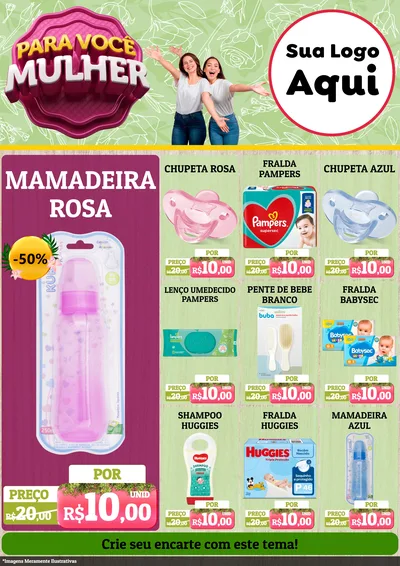 Modelo de Encarte para Encarte A4 Vertical com o tema Para Você Mulher para Bebês