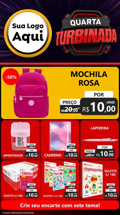 Modelo de Rede Social para Stories com o tema Quarta Turbinada para Papelaria