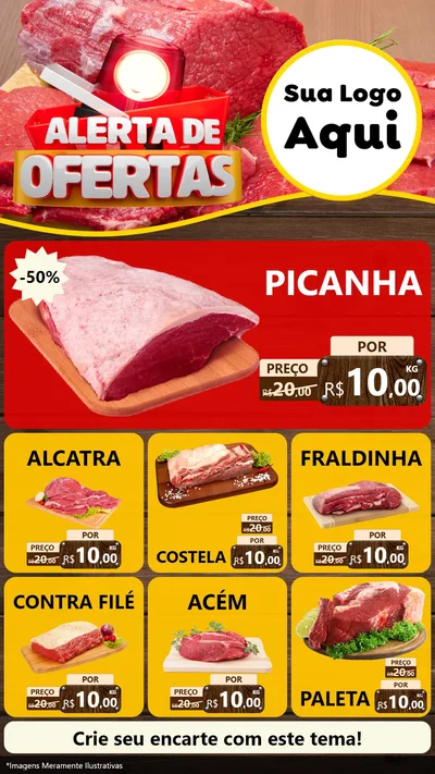Modelo de Rede Social para Stories com o tema Alerta de Ofertas para Açougue