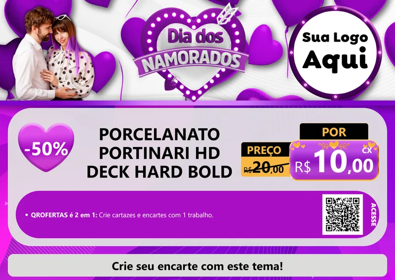 Modelo de Cartaz para Cartaz A4 Horizontal com o tema Dia dos Namorados para Pisos e revestimentos