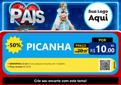 Modelo de Cartaz para Cartaz A4 Horizontal com o tema Mês Dos Pais para Açougue