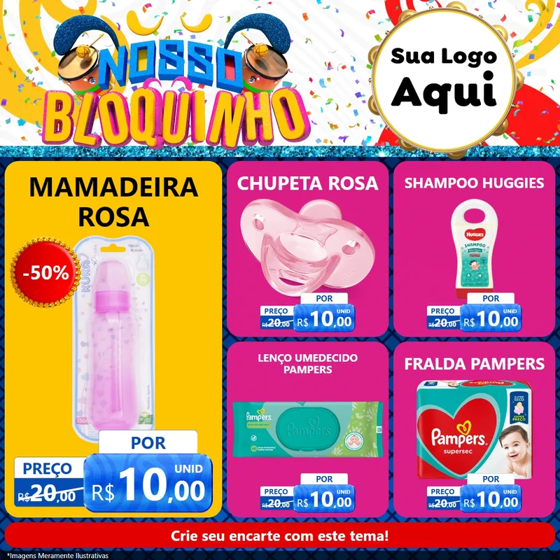 Modelo de Rede Social para Feed Facebook com o tema Nosso Bloquinho para Bebês