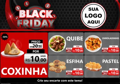 Modelo de Encarte para Encarte A4 Horizontal com o tema Black Friday para Salgadaria
