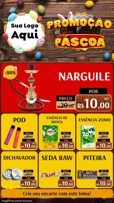 Modelo de Rede Social para Stories com o tema Promoção Páscoa para Tabacaria