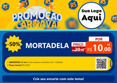 Modelo de Cartaz para Cartaz A4 Horizontal com o tema Promoção de Carnaval para Frios e Laticínios