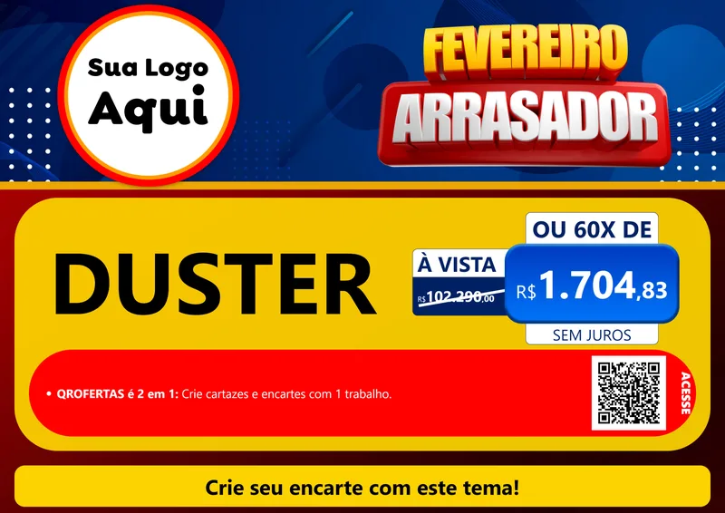 Modelo de Cartaz para Cartaz A4 Horizontal com o tema Fevereiro Arrasador para Concessionaria de Carros