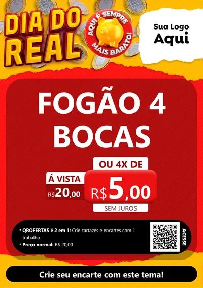 Modelo de Cartaz para Cartaz A4 Vertical com o tema Dia Do Real para Móveis e Eletro