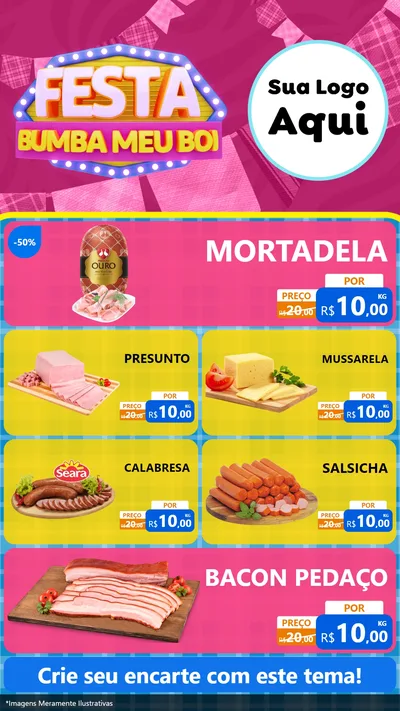 Modelo de TV para TV Vertical com o tema Festa Bumba Meu Boi para Frios e Laticínios
