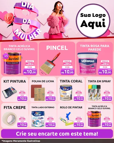 Modelo de Rede Social para Feed Instagram com o tema Dia da Mulher para Tintas e Ferramentas