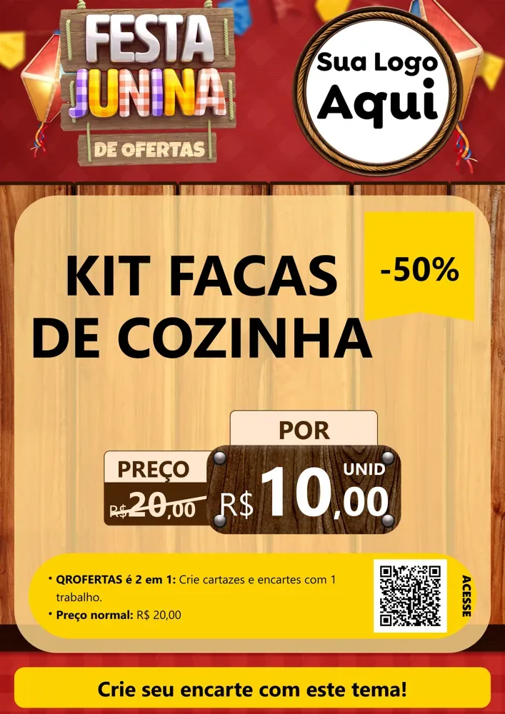 Modelo de Cartaz para Cartaz A4 Vertical com o tema Festa Junina de Ofertas para Utilidades Domésticas