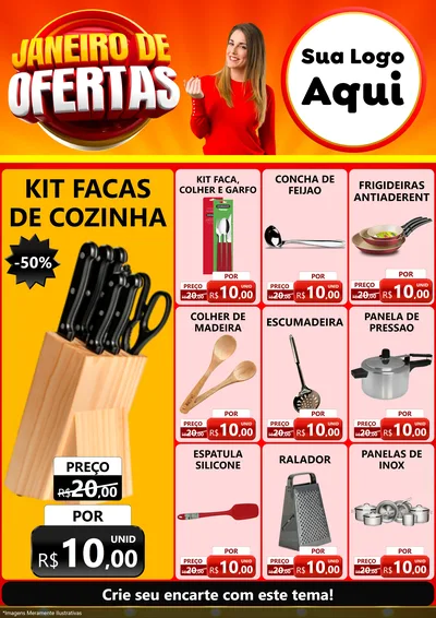 Modelo de Encarte para Encarte A4 Vertical com o tema Janeiro de Ofertas para Utilidades Domésticas