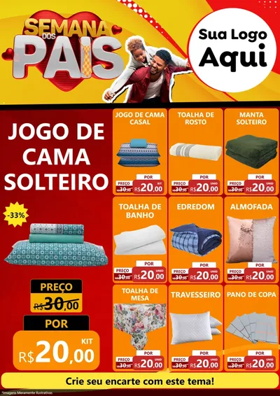 Modelo de Encarte para Encarte A4 Vertical com o tema Semana Dos Pais para Cama, Mesa e Banho