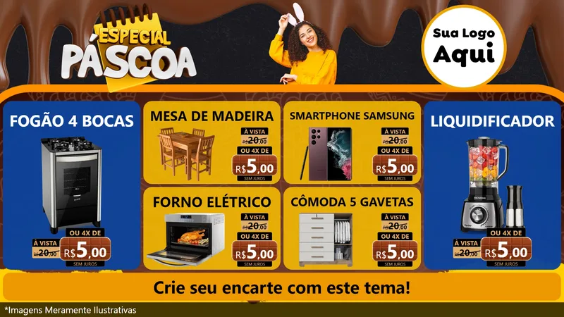 Modelo de TV para TV Horizontal com o tema Especial Páscoa para Móveis e Eletro